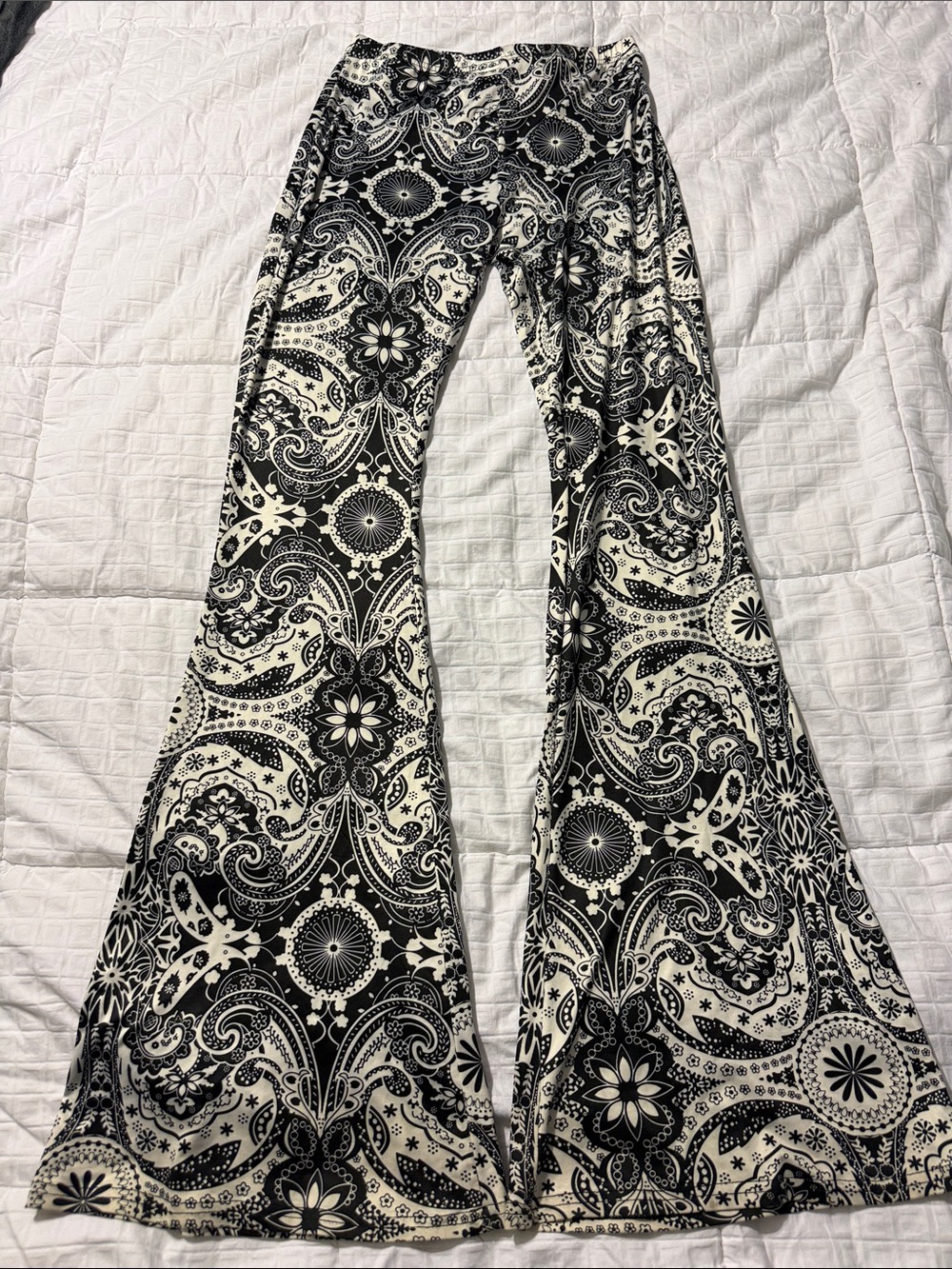 Black & White Paisley Flare Pants
